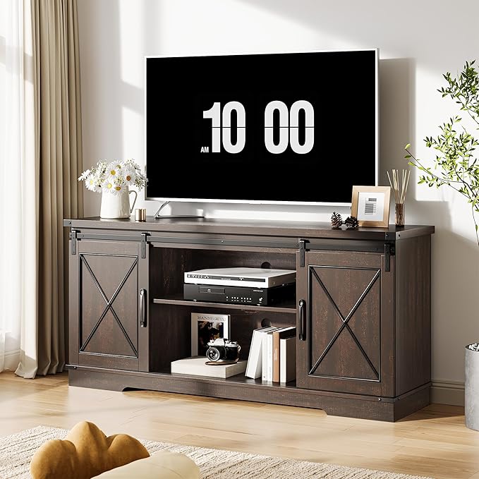 GAOMON Farmhouse 59" TV Stand Up to 65 Inches, Mid Century Modern TV - Image 8