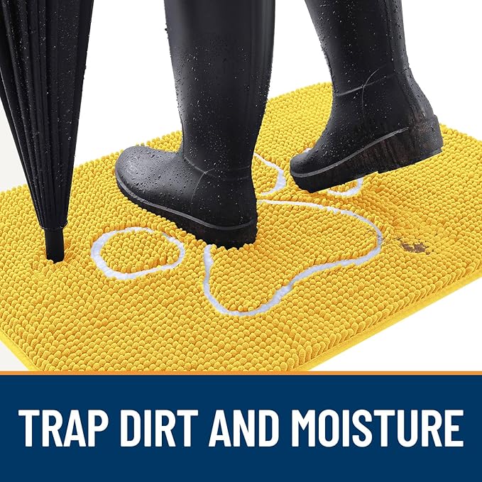 OLANLY Door Mat for Muddy Dog Paws 48x30, Ultra Absorbent Chenille Mud Doormat - Image 2