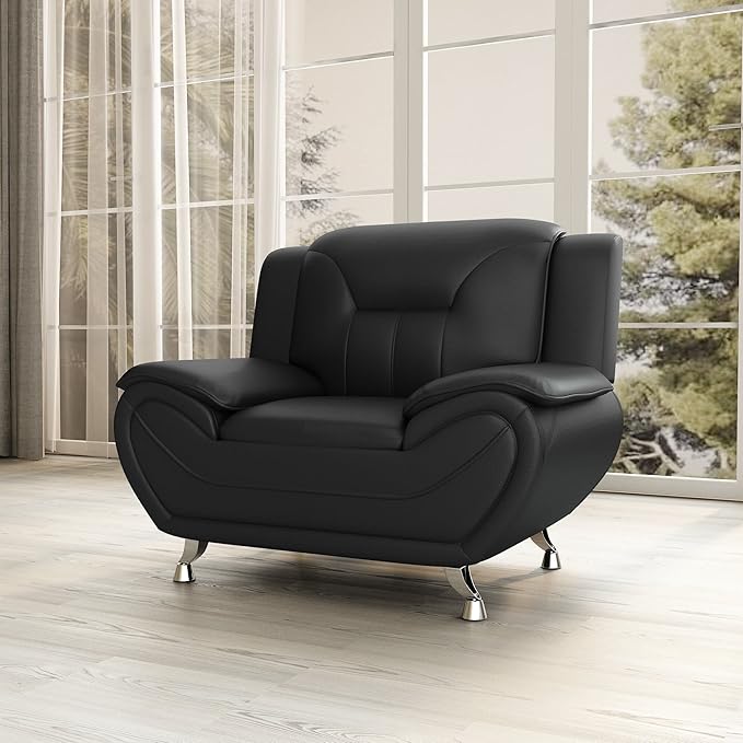 Container Furniture Direct Michael Modern Faux Leather Upholstered Stainless - Image 11