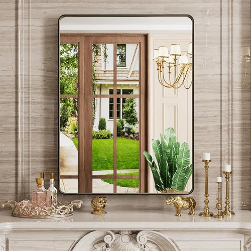 20X30 Inch Black Bathroom Mirror, Rounded Rectangle Matte Bathroom Vanity Mirror - Image 2