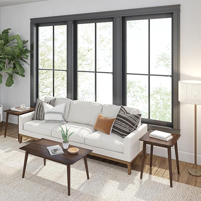 Plank+Beam 40 Inch Mid Century Modern Coffee Table, Wood Coffee Tables - Image 7