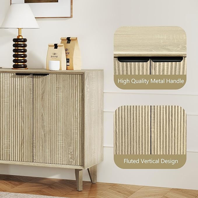 Fluted Cabinet with Storage, Small Buffet Storage with Doors, Buffet Sideborad - Image 4