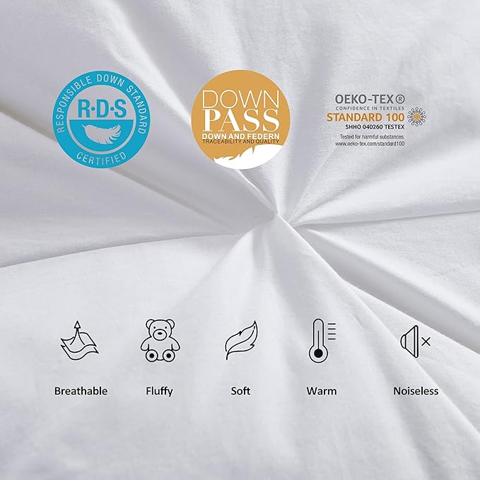 Luxurious All-Season Goose Down Feather Fiber Comforter Queen Size Duvet Insert - Image 5