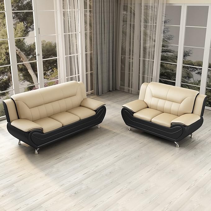 Container Furniture Direct Michael Modern Faux Leather Upholstered Stainless - Image 14