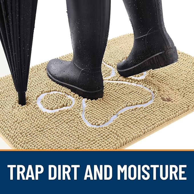 OLANLY Door Mat for Muddy Dog Paws 70x46, Ultra Absorbent Chenille Mud Doormat - Image 2