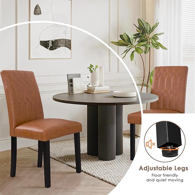 VECELO Upholstered Dining Chairs Set of 2, Modern PU Leather Accent Parsons - Image 7