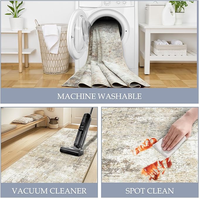 Washable Area Rugs 8'x10' Non-Slip Modern Abstract Soft - Image 5