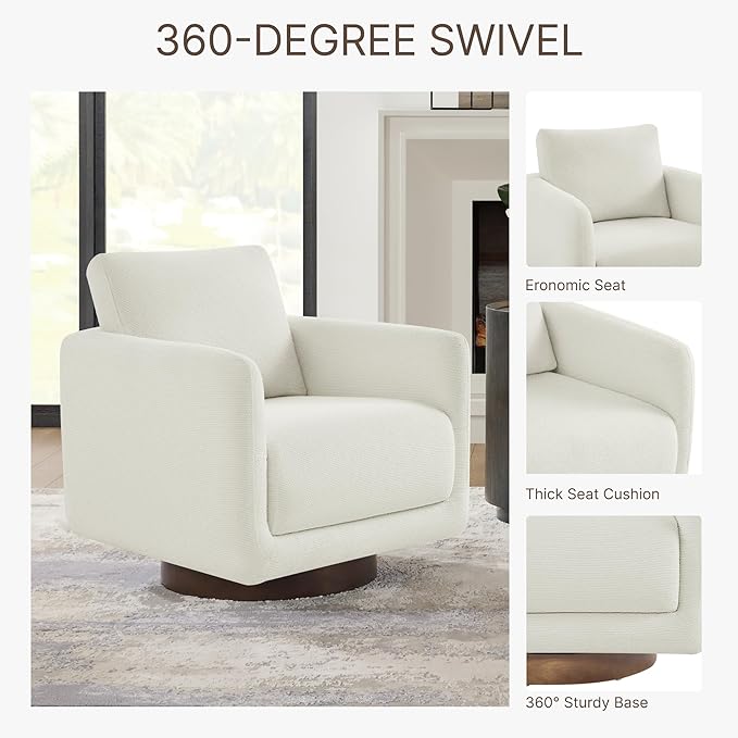 Modern Swivel Accent Chair, 360° Rotating Round Barrel Armchair - Image 5