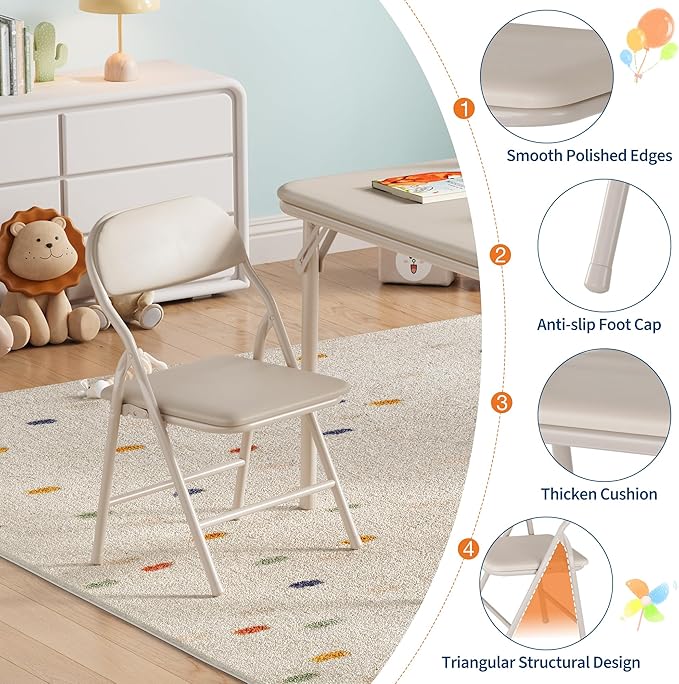 IDEALHOUSE 5 Piece Folding Kids Table and Chairs Set, Children Activity Table - Image 5