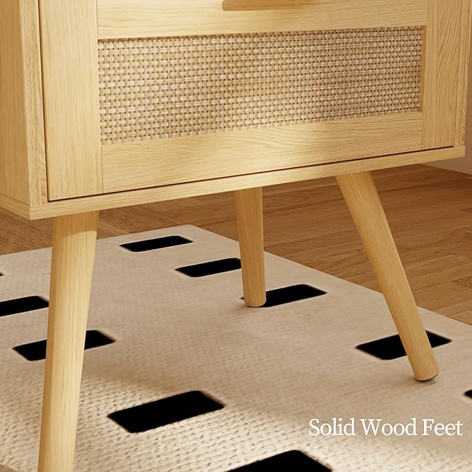 Rattan Nightstand, Farmhouse Bedside Table - Image 7