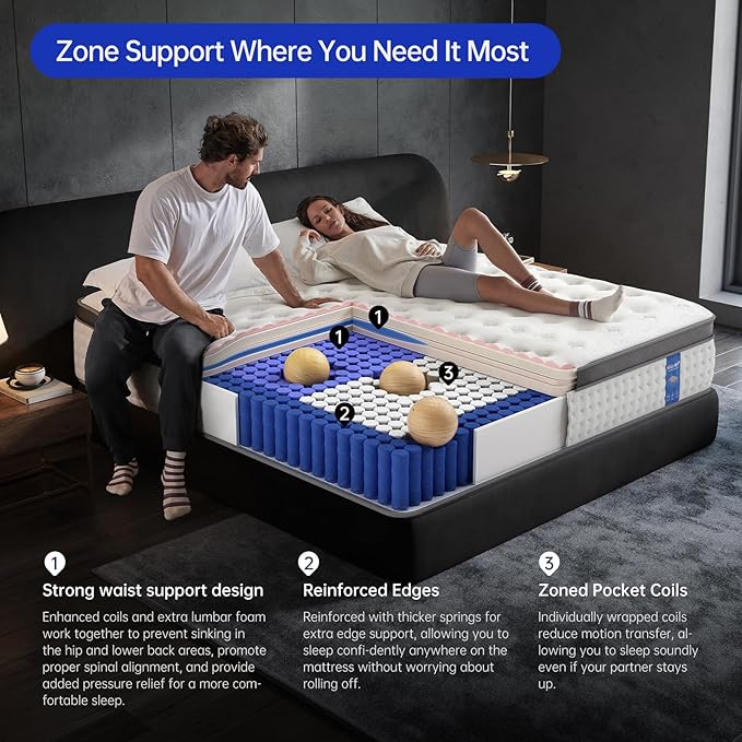 King Mattress, 14 Inch King Size Mattresses in a Box, Memory Foam Hybrid - Image 5