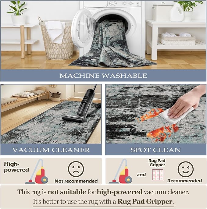 Washable Area Rugs 5'x7' Non-Slip Modern Abstract Soft - Image 7