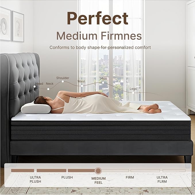Twin Size Mattress, 10 Inch 5-Zone Pocket Spring Hybrid Mattress - Image 5