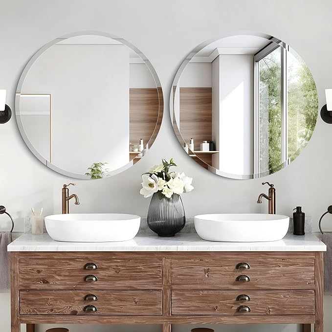 30" Frameless Round Beveled Mirror - Image 8
