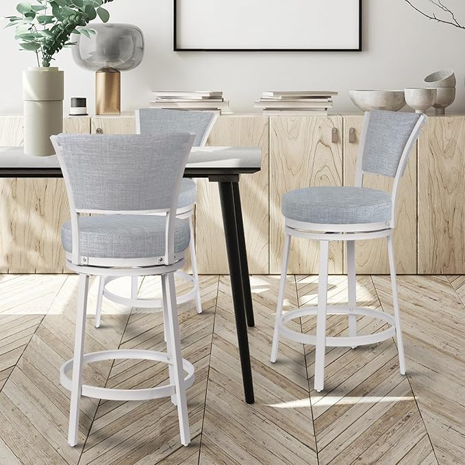 Bar Stools, Counter Height Barstools Set of 2, Modern Upholstered Counter Stools - Image 2