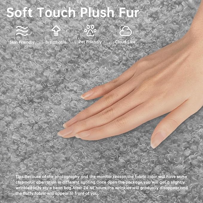 Bean Bag Chairs for Adults, Memory Foam Couch Loveseat Sofa Chair, Soft Teddy - Image 3