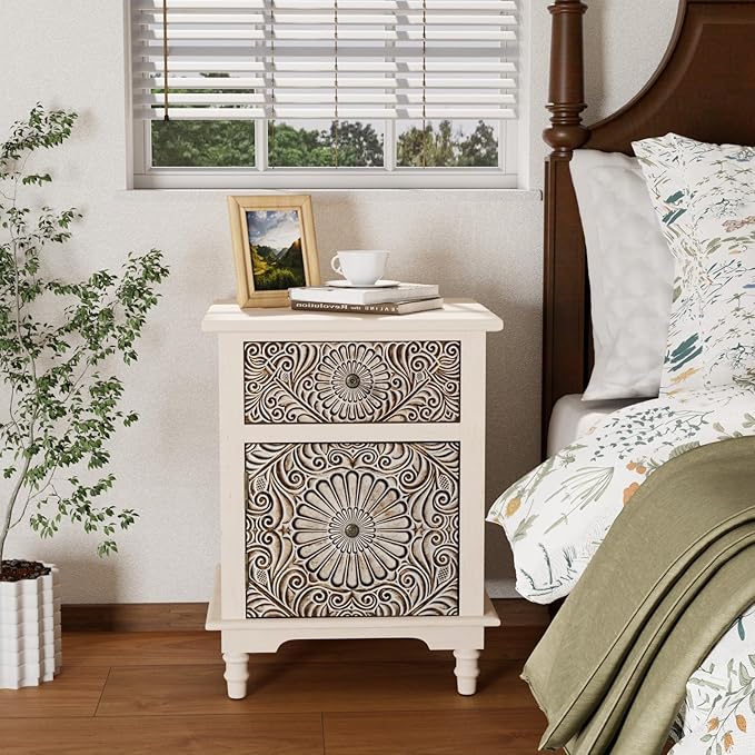 COSIEST 2 Drawers Accent Dresser, Vintage Small Accent Chest - Image 4
