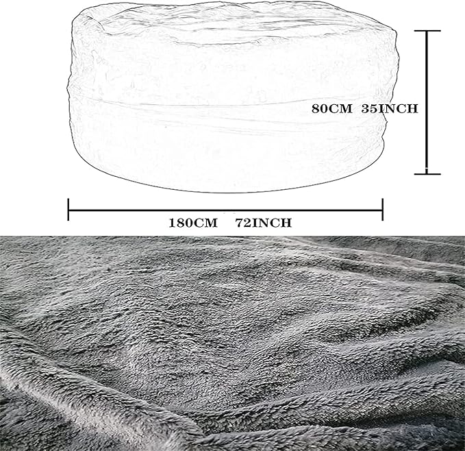 Giant Fur Bean Bag Chair Cover for Kids Adults, Living Room Furniture Big Round - Image 6