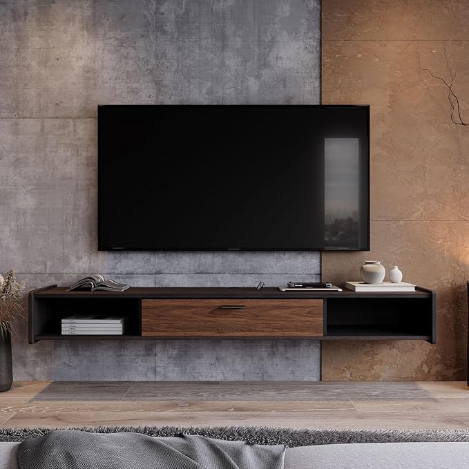 86'' Floating TV Stand, Wall Mounted TV Console, Floating TV Cabinet, Under TV by Unknown