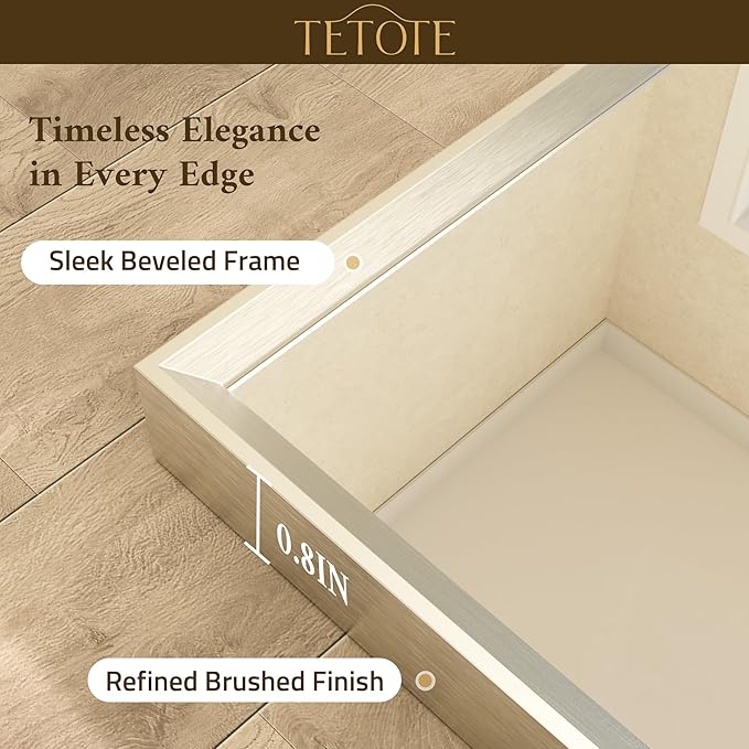 TETOTE Brushed Nickel Bathroom Mirror 48" x 30" Beveled Frame Rectangle - Image 2
