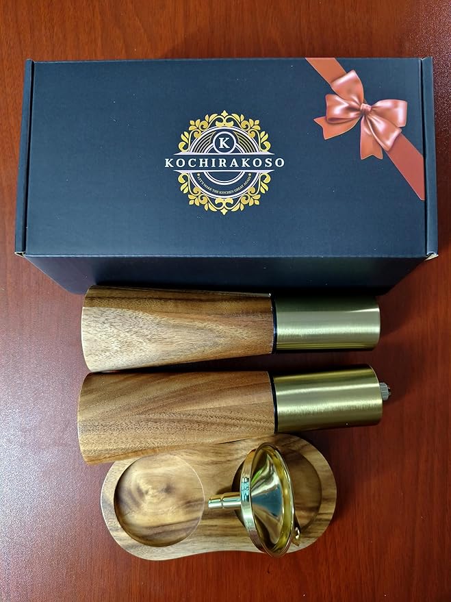 Gold Salt Shaker and Pepper Grinder Set, Stainless Steel Manual Salt Shaker and - Image 6