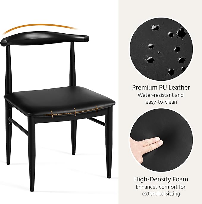 Yaheetech Dining Chairs Set of 2 Mid Century Modern Leather Dining Room Chairs - Image 5