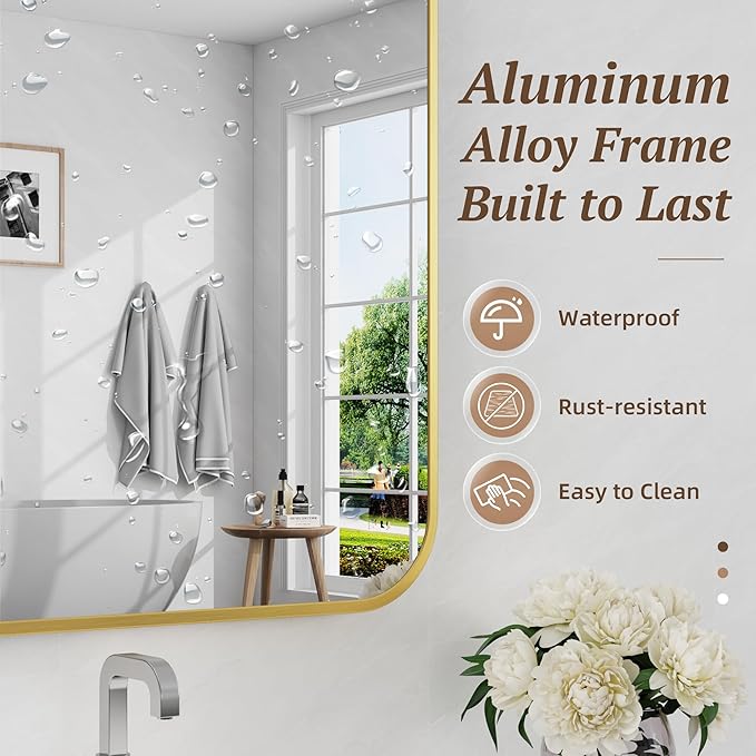 Bathroom Mirror 55" x 36", Large Rectangle Wall Mirror, Entryway Decor - Image 4