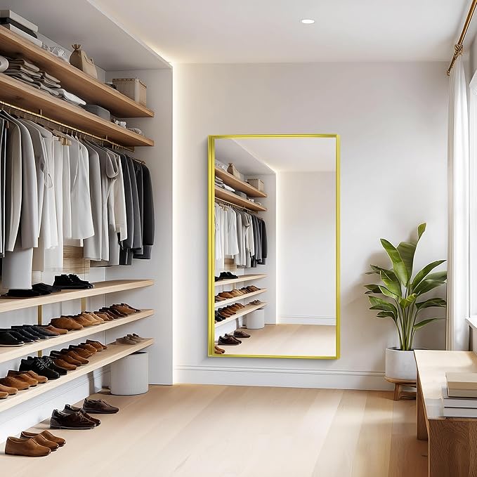 Gold Bathroom Mirror, 36x60 Inch Rectangular Deep Frame Mirror, Large Wall - Image 9