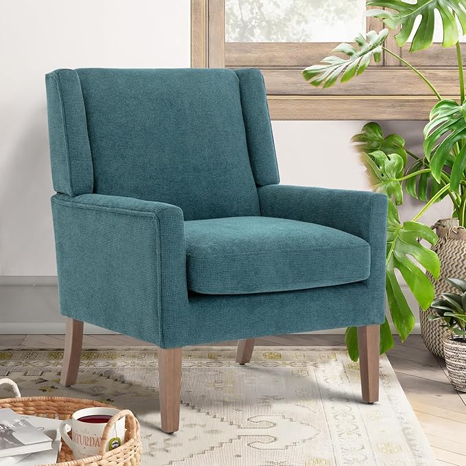 COLAMY Modern Wingback Living Room Chair, Upholstered Fabric Accent Armchair by COLAMYINC