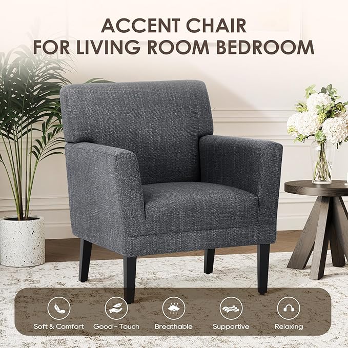 COLAMY Modern Accent Chair for Living Room, Upholstered Fabric Accent Armchair - Image 3