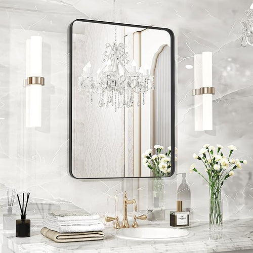 22×30 Black Bathroom Mirror, Rectangular Bathroom Vanity Mirror by FunMemories