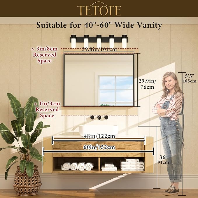 TETOTE Brushed Gold Vanity Mirror - Image 5