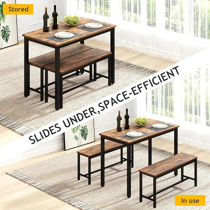 Rovibek 43" Dining Table Set for 4, Modern Space Saving Kitchen Breakfast Table - Image 3