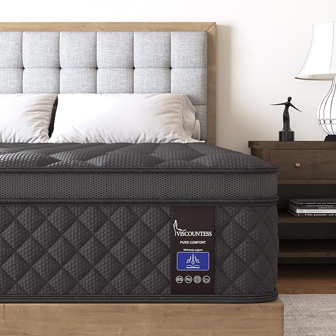 King Mattress, 10 Inch Hybrid Mattresses Medium Firm by VISCOUNTESS