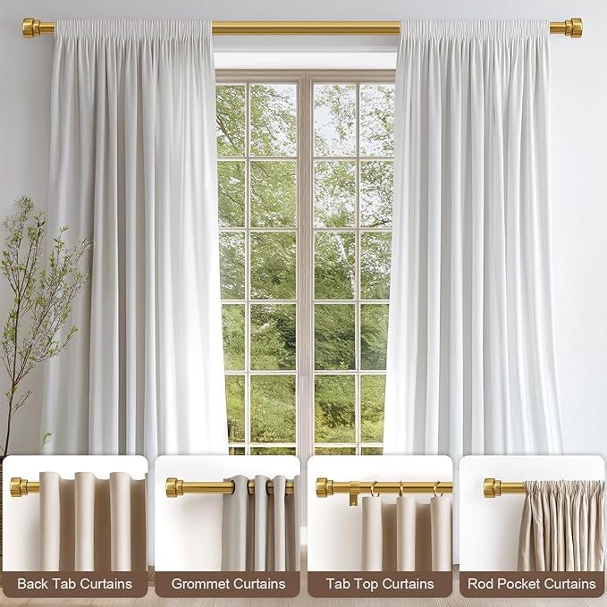 Modern Gold Curtain Rods for Windows 66 to 120 Inches Adjustable Length Heavy - Image 5