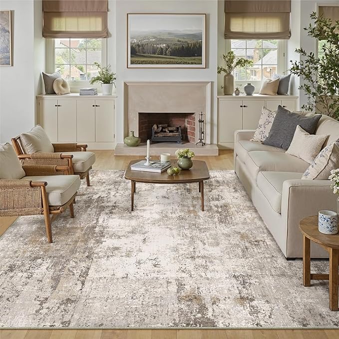 10x12 Washable Area Rug Brown Grey Abstract Neutral Living Room Bedroom Large - Image 4