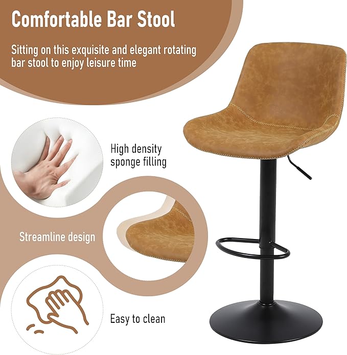 Bar Stools, Swivel Counter Height Barstools - Image 4