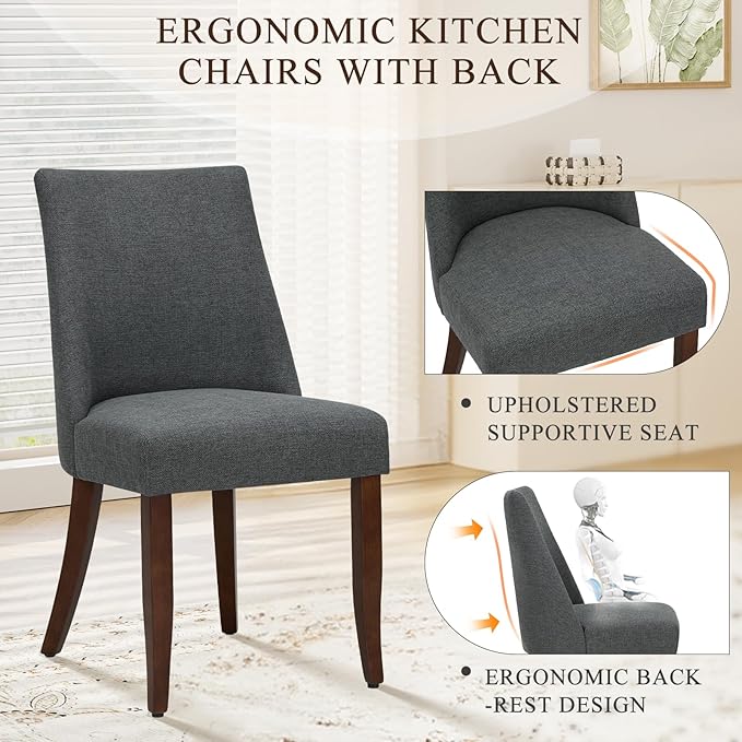 COLAMY Upholstered Dining Chairs Set of 2, Mid Century Modern Kitchen Chairs - Image 4