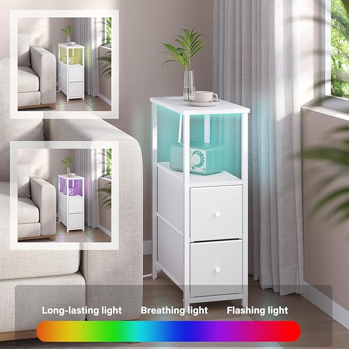 TUTOTAK Small Narrow LED End Table - Image 4