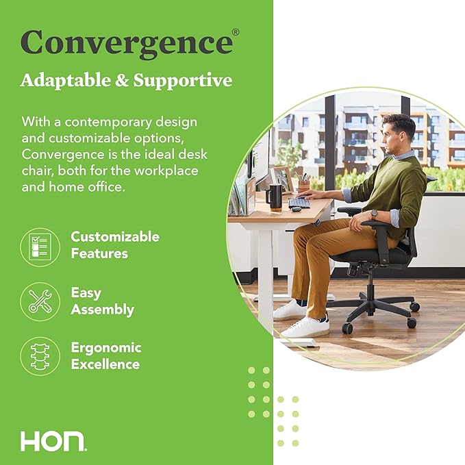 HON Convergence Ergonomic Office Chair, Breathable Back Support Mesh, - Image 4