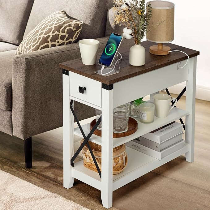 Narrow End Table with Charging Station - Image 8