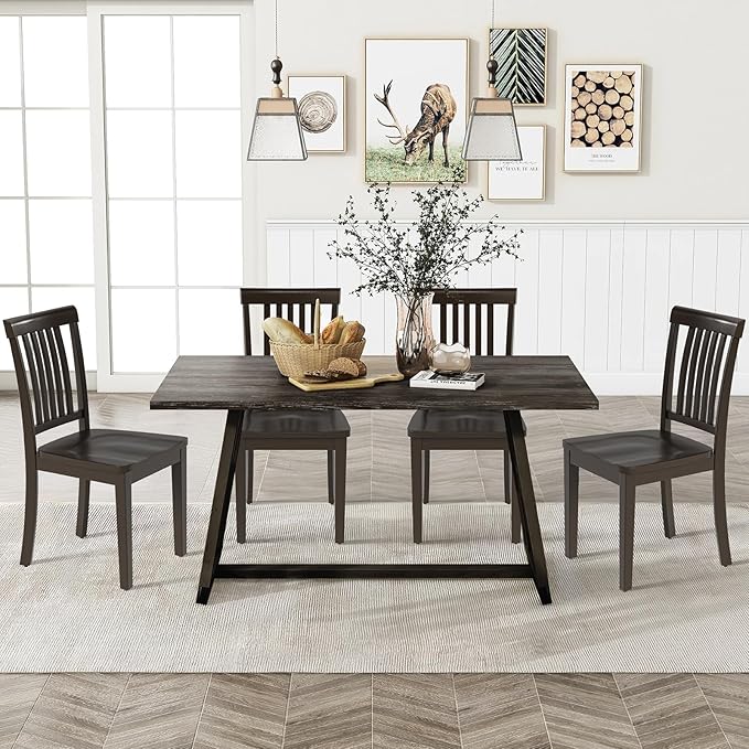 COLAMY Wooden Dining Chairs Set of 4, Solid Rubberwood Kitchen & Dining Room by COLAMYINC