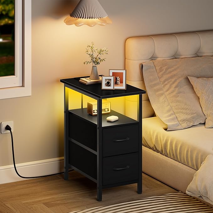 Vagusicc Set of 2 Black Nightstand - Image 2