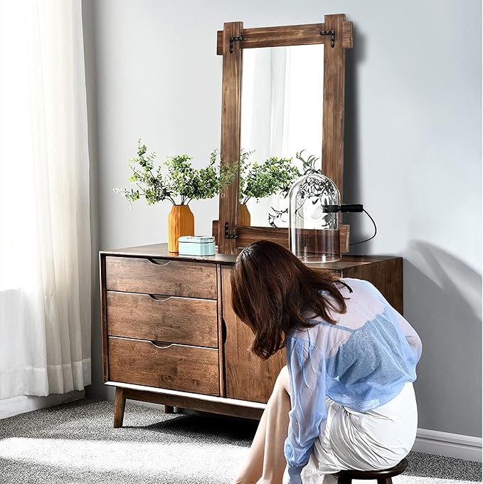 MeMoreCool Rustic Wood Mirror for Bathroom, Decorative Framed Farmhouse Vanity - Image 8
