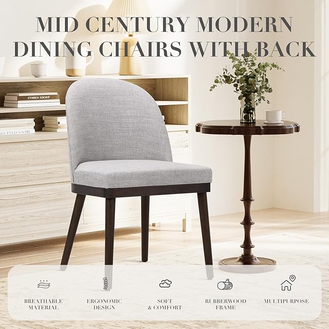 COLAMY Upholstered Dining Chairs Set of 4, Wooden Kitchen Chairs - Image 4