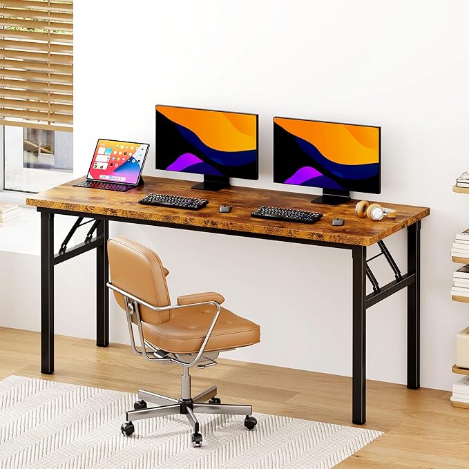 DlandHome Folding Table Computer Desk 62 Inches Workstation Table Conference - Image 2