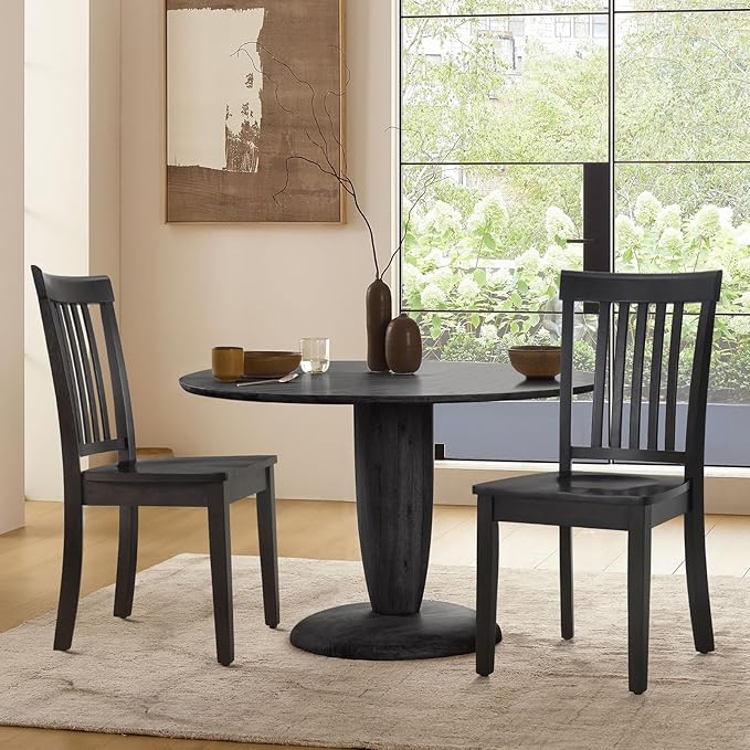 COLAMY Wooden Dining Room Chairs Set of 2, Spindle High Back Windsor Kitchen by COLAMYINC