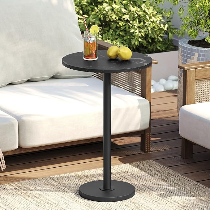 Round Side Table Set of 2, Tall Drink End Table - Image 2