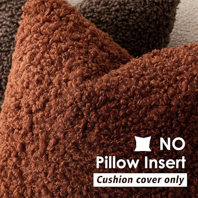 Foindtower 2 Pieces 24x24 Inch Hazel Brown, Faux Fur Throw Pillow Cover Accent - Image 3
