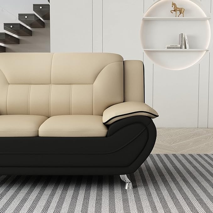 Container Furniture Direct Michael Modern Faux Leather Upholstered Stainless - Image 4